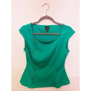 Worthington Women's Peplum Top Green Size M